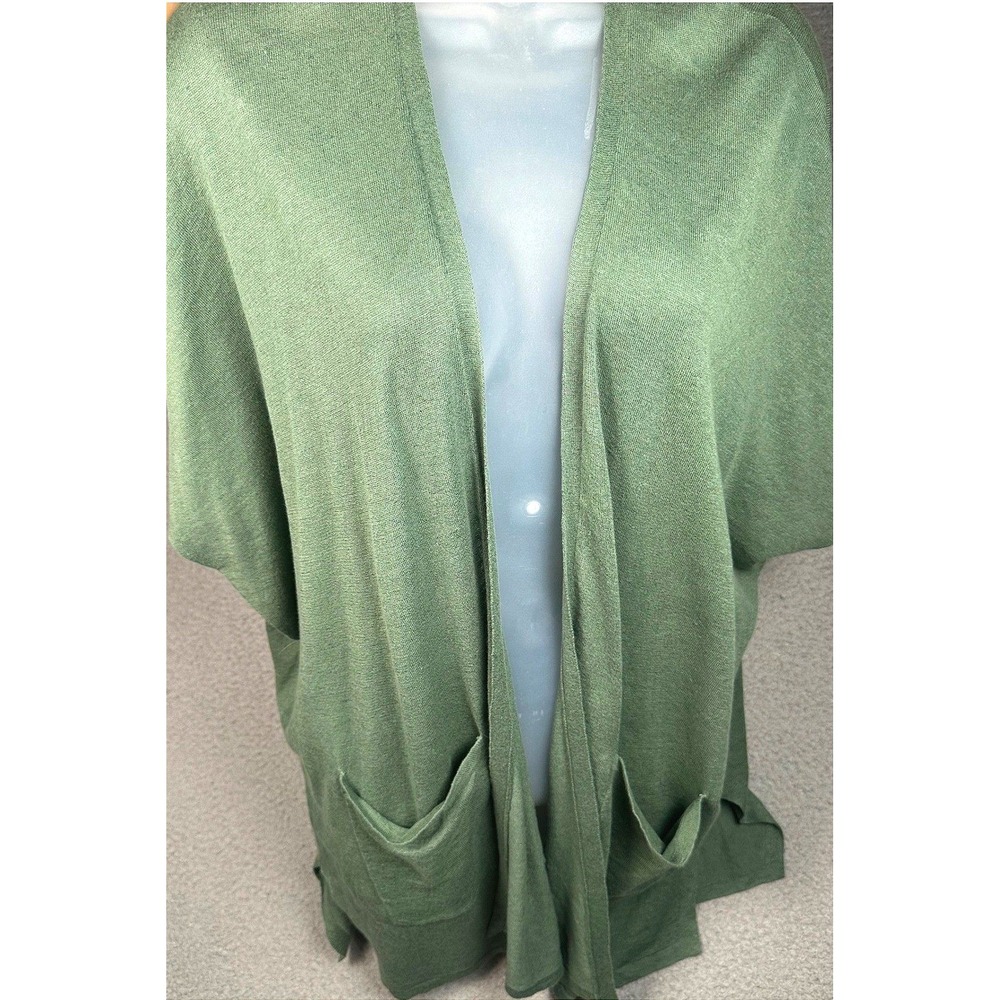 Eileen Fisher Cardigan Women's S/M Green Organic Linen Cotton Kimono Open Front - Picture 11 of 11